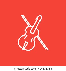 Violin with bow line icon.