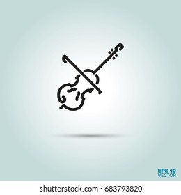 Violine und Bogen-Linie-Symbol-Vektorgrafik