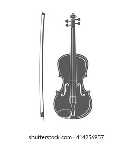 Violin with Bow. Music. Violin classical instrument.