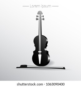 Violin and bow. Musical instrument. Vector illustration