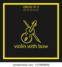 violin with bow sketch vector icon
