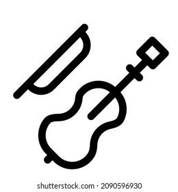 Violin with a bow and strings for a stage show music