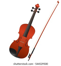 Violin with bow, vector design