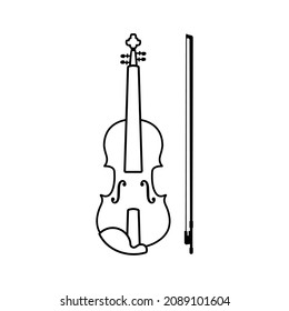 Violin with bow vector isolated on white background