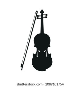 Violin with bow vector isolated on white background