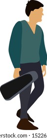 Violin boy, illustration, vector on white background.