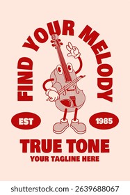 Violin Cartoon Character Mascot Illustration