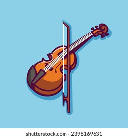 violin cartoon vector icon illustration