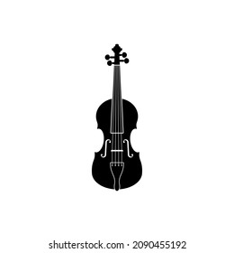 violin cello fiddle contrabass silhouette icon vector isolated on white background