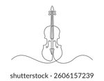 Violin and cello in one continuous line drawing. String musical instrument for orchestra and concert banner in simple linear style. Editable stroke. Doodle vector illustration