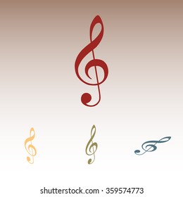 Violin clef icon. Flat sign set with isometric effect