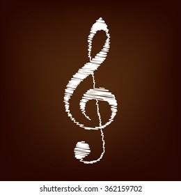 Violin clef icon. Vector illustration with chalk effect