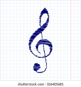 violin clef with pen effect. Music VECTOR