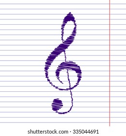 violin clef with pen effect. Music VECTOR