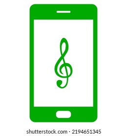 Clef de violín y smartphone en blanco