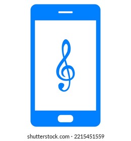 Violin clef and smartphone on white