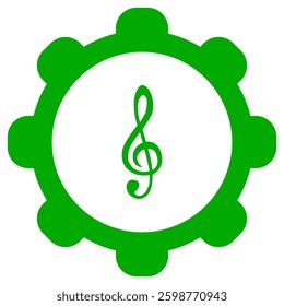 Violin clef and wheel on white
