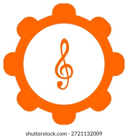Clave de violín y rueda en blanco