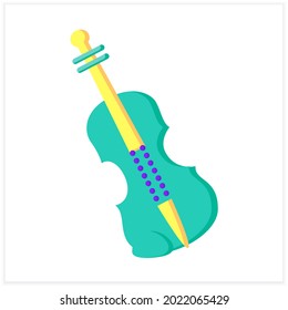 Violin color icon. Classical string orchestral musical instrument. Classical, ethnic and modern music. Music from different countries. 3d vector illustration