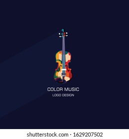 violin in a colorful style with a dark background. vector