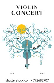 Violin Concert Poster. Classic Music Design Elements