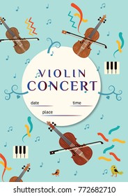 Violin Concert Poster. Classic Music Design Elements