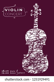 Violin concert vector poster.