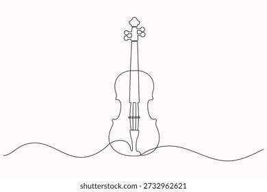 Violín dibujo de línea continua elegante ilustración minimalista
