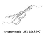 Violin continuous one line drawing. Classic violin music instrument single line art illustration. Editable vector.