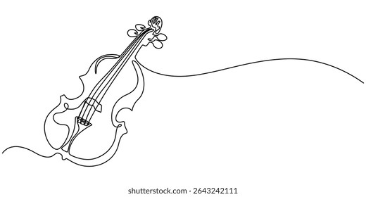 Violino contínuo um desenho de linha. Clássico instrumento de música de violino ilustração de arte de linha única. Vetor editável, Conjunto de silhueta de desenho de uma linha de violino | Instrumento Musical Arte mínima violino.