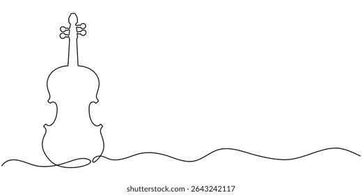 Violino contínuo um desenho de linha. Clássico instrumento de música de violino ilustração de arte de linha única. Vetor editável, Conjunto de silhueta de desenho de uma linha de violino | Instrumento Musical Arte mínima violino.