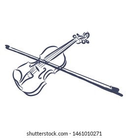 Violin, contour vector illustration, music instrument 