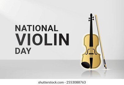 Violin Day banner or poster with a golden bow