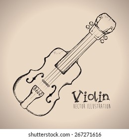 Violin design over beige background, vector illustration.
