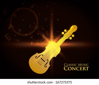 Violin design over black background, vector illustration.