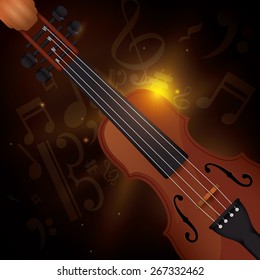 Violin design over brown background, vector illustration.