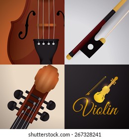 Violin design over white background, vector illustration.