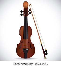 Violin design over white background, vector illustration.