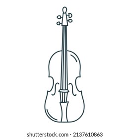 Violin doodle yatil isolated vector illustration. Stringed musical instrument contour drawing. Orchestra classical musical equipment