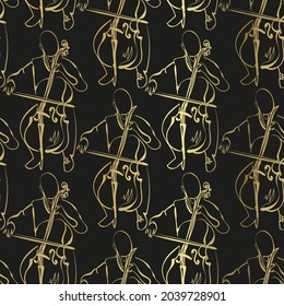 Violine-Doppelbass-Skizze, Vektorgrafik einzeln auf Design einzeln