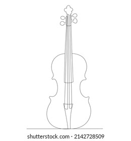 violin drawing by one continuous line, isolated vector