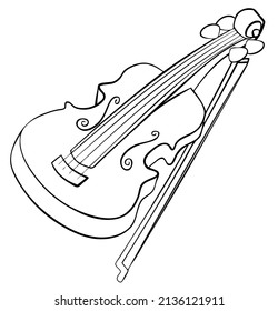 Violin. Element for coloring page. Cartoon style.
