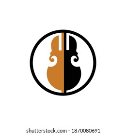 Violin Fiddle Cello Piano Double Bass Music Instrument logo design