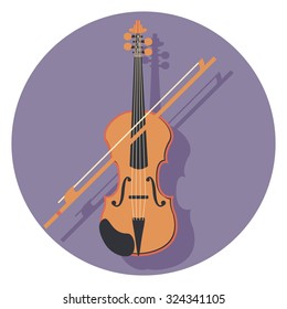 violin flat icon in circle