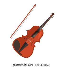 Violin flat icon. Fiddle, classical music, symphony orchestra. Musical instruments concept. Vector illustration can be used for topics like music, leisure, art