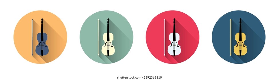 Violin flat icons. Simple stylish set fiddle. Vector illustration.