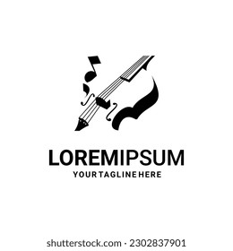 violin flat logo vector design on white background