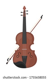 Violin flat style isolated on white. musical object concept vector for your design work, presentation, website or others.