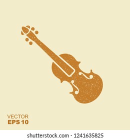 Violin flat vector icon. Musical instrument Symbol with scuffed effect in a separate layer. Vector illustration