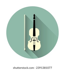 Ilustración vectorial plana de violín. Un simple violín con un arco.